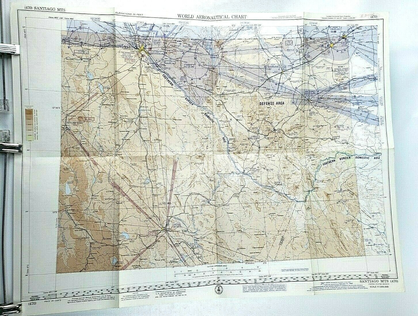 Santiago Mts World Aeronautical Chart 29th Edition 1965