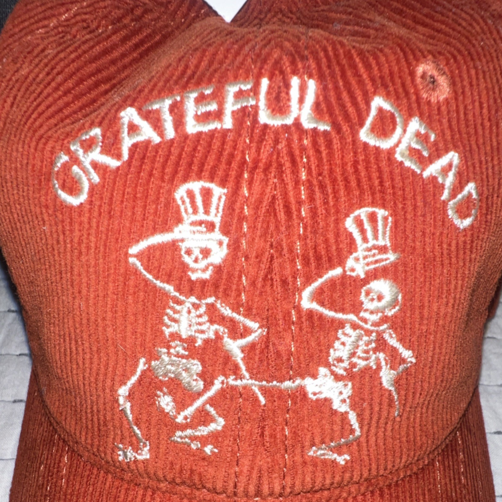 Grateful Dead Corduroy Skeletons Hat Orange Mad Engine One Size