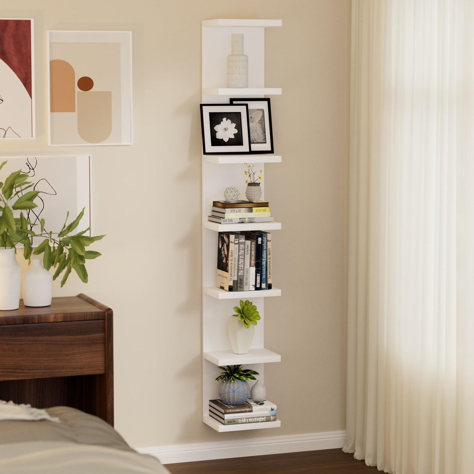 7 Tier Wall Shelf Unit, Floating Shelves for Storage Home Display, Versatile ...