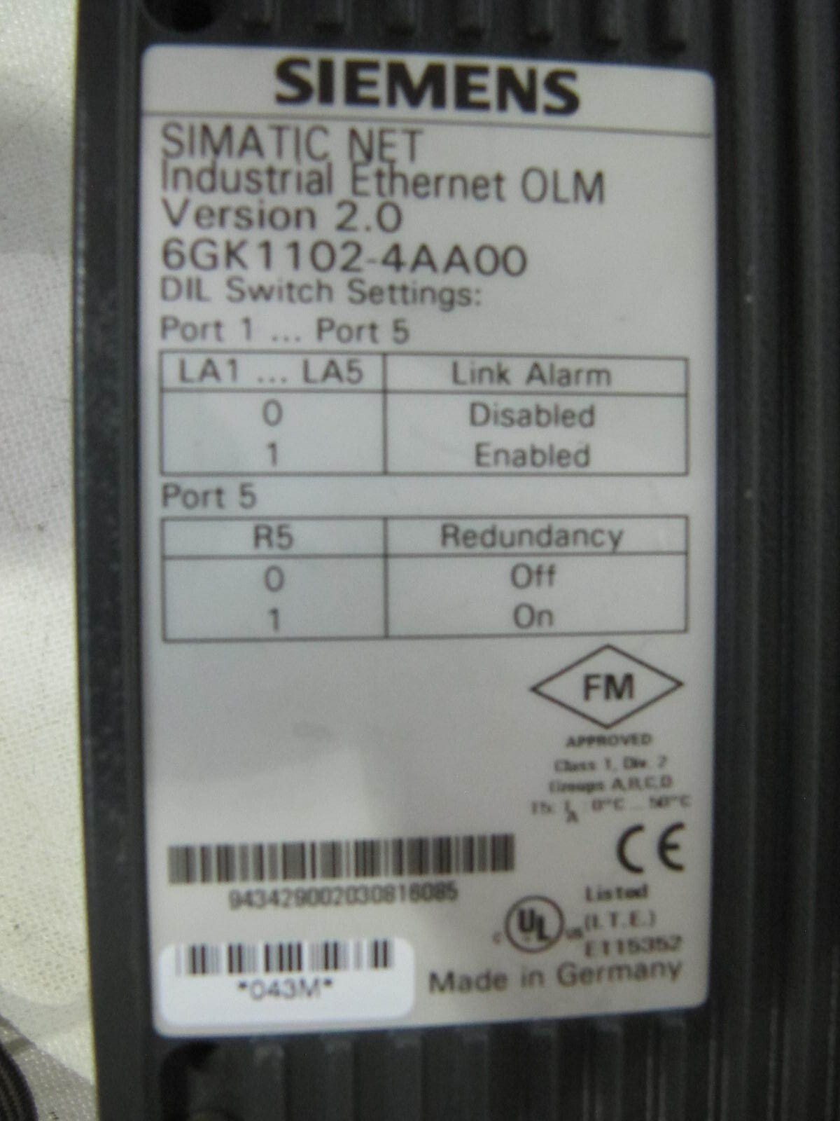 Siemens Simatic NET OLM Industrial Ethernet Module 6GK1102-4AA00