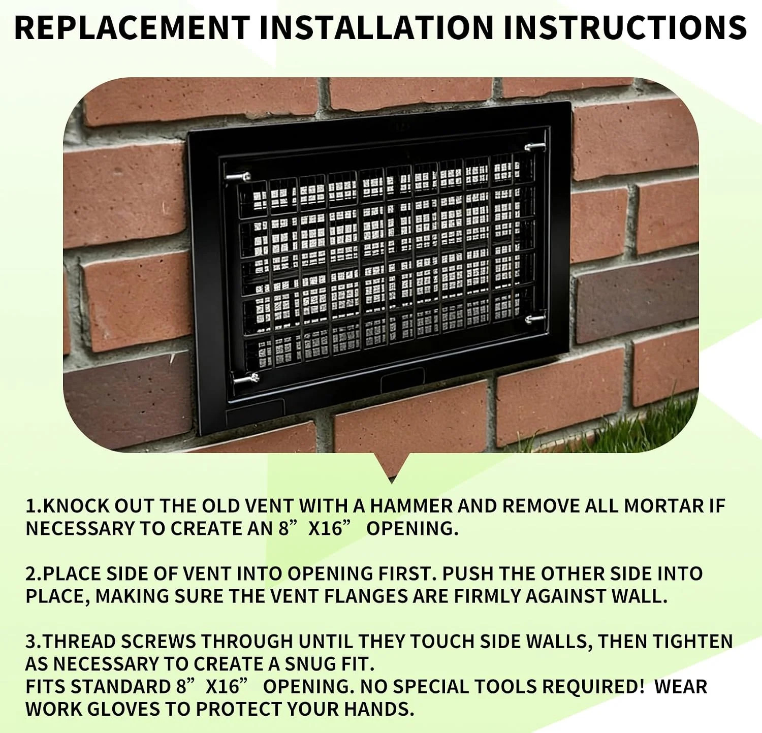 8" x 16" Automatic Foundation Vent for Ventilating Crawl Space Replacement Auto