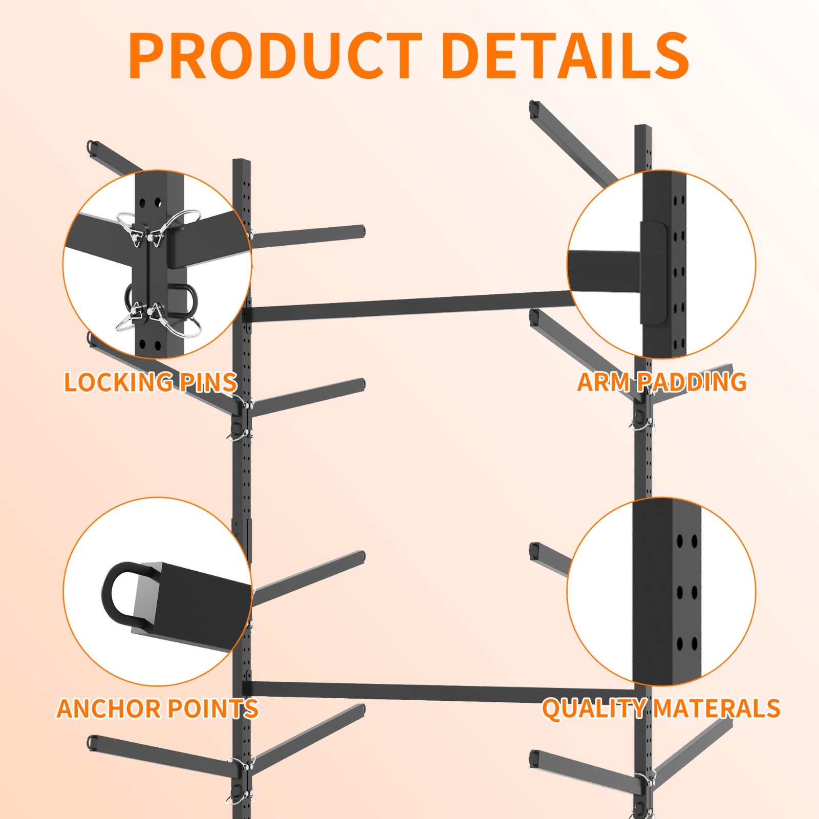 Heavy Duty 8-Kayak Freestanding Rack with Wheels, Adjustable 82"H