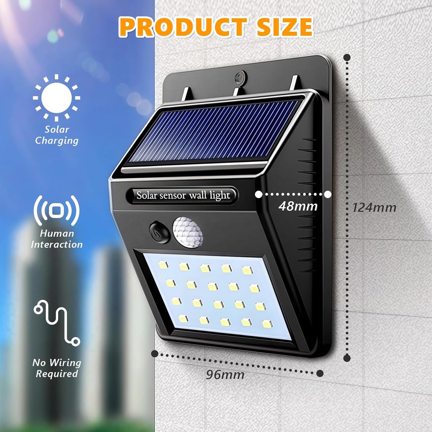 Waterproof LED Solar Powered Light PIR Motion Sensor Outdoor Lamp Wall Garden