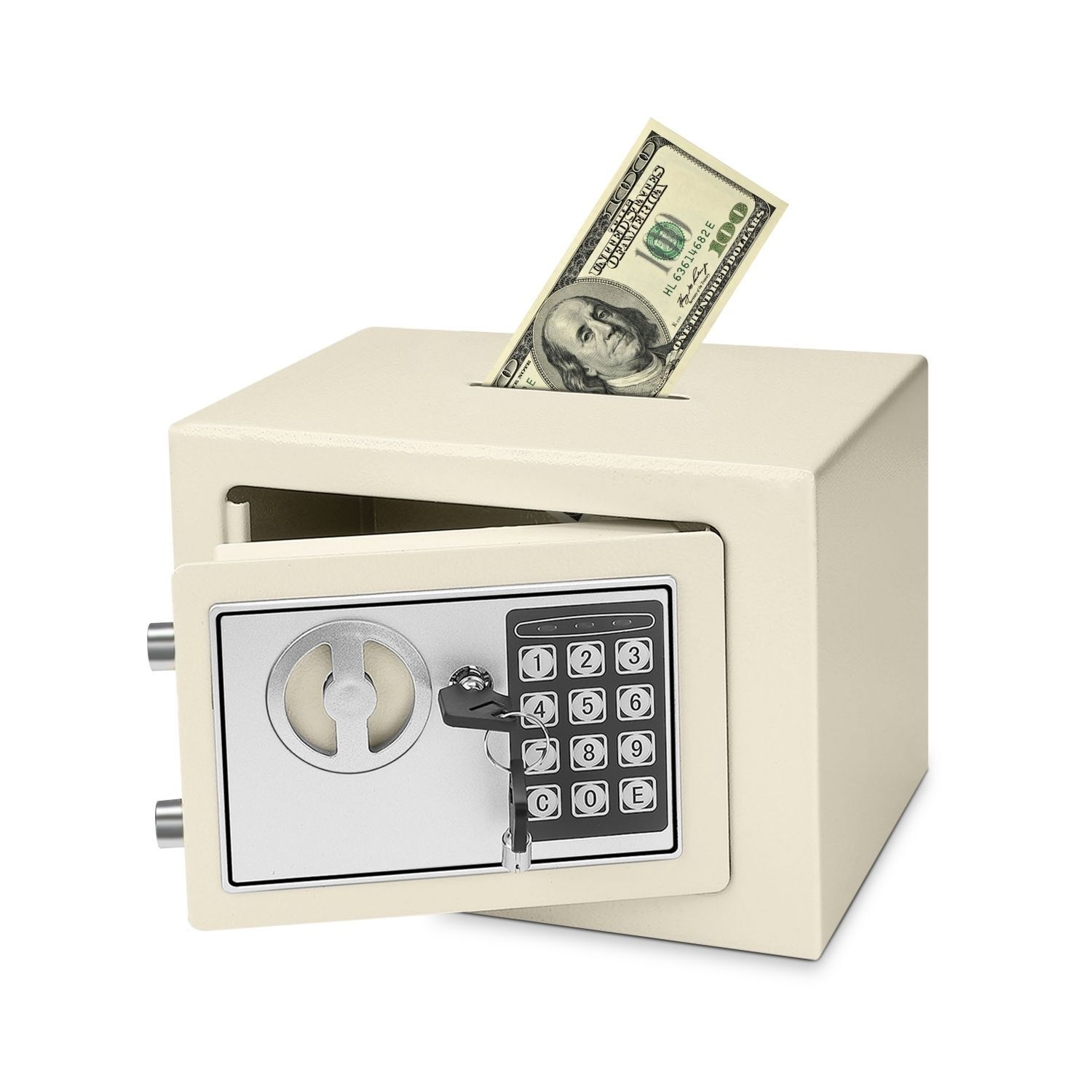 Electronic Depository Safe Box Drop Slot Opening Keypad Combination Lock White