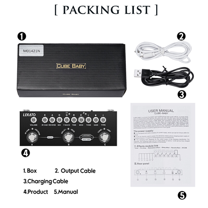 Professional Multi Effects Guitar Pedal IR Loading Rechargeable Amp Model BT 5.0