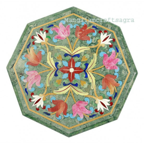 15" Marble side Table Top Pietra dura Inlay Handmade Home Decor