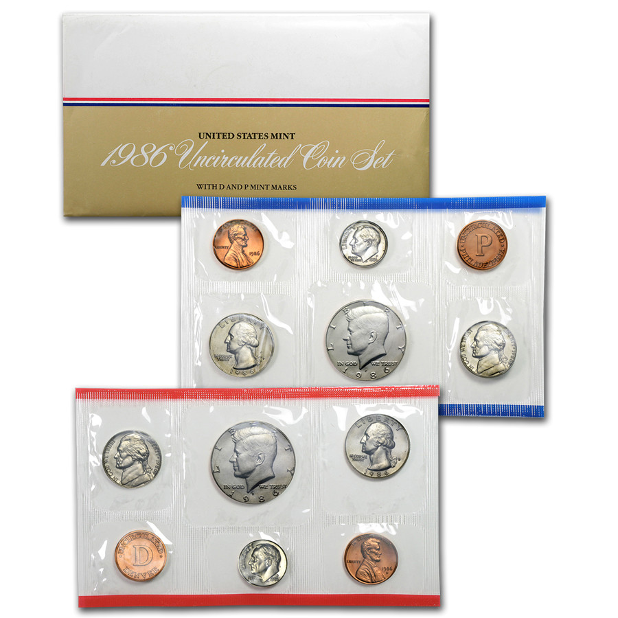 1986 US Mint 10 Coin Uncirculated Set Complete Philadelphia & Denver OGP & COA