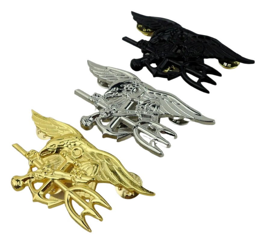 US NAVY SEAL EAGLE ANCHOR TRIDENT METAL BADGE INSIGNIA 3PCS SET three clutch pin