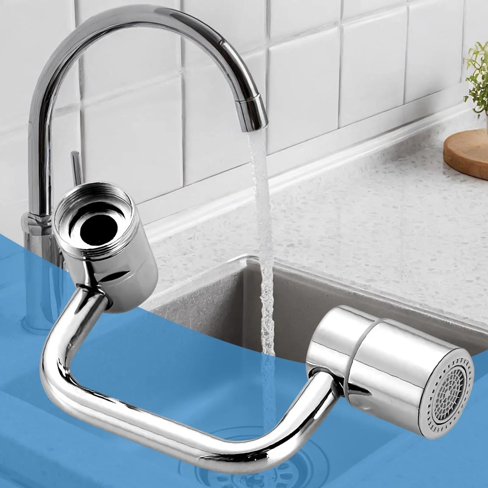 2-Mode Splash Faucet Extension – Rotatable Swivel Nozzle for Kitchen & Bathroom