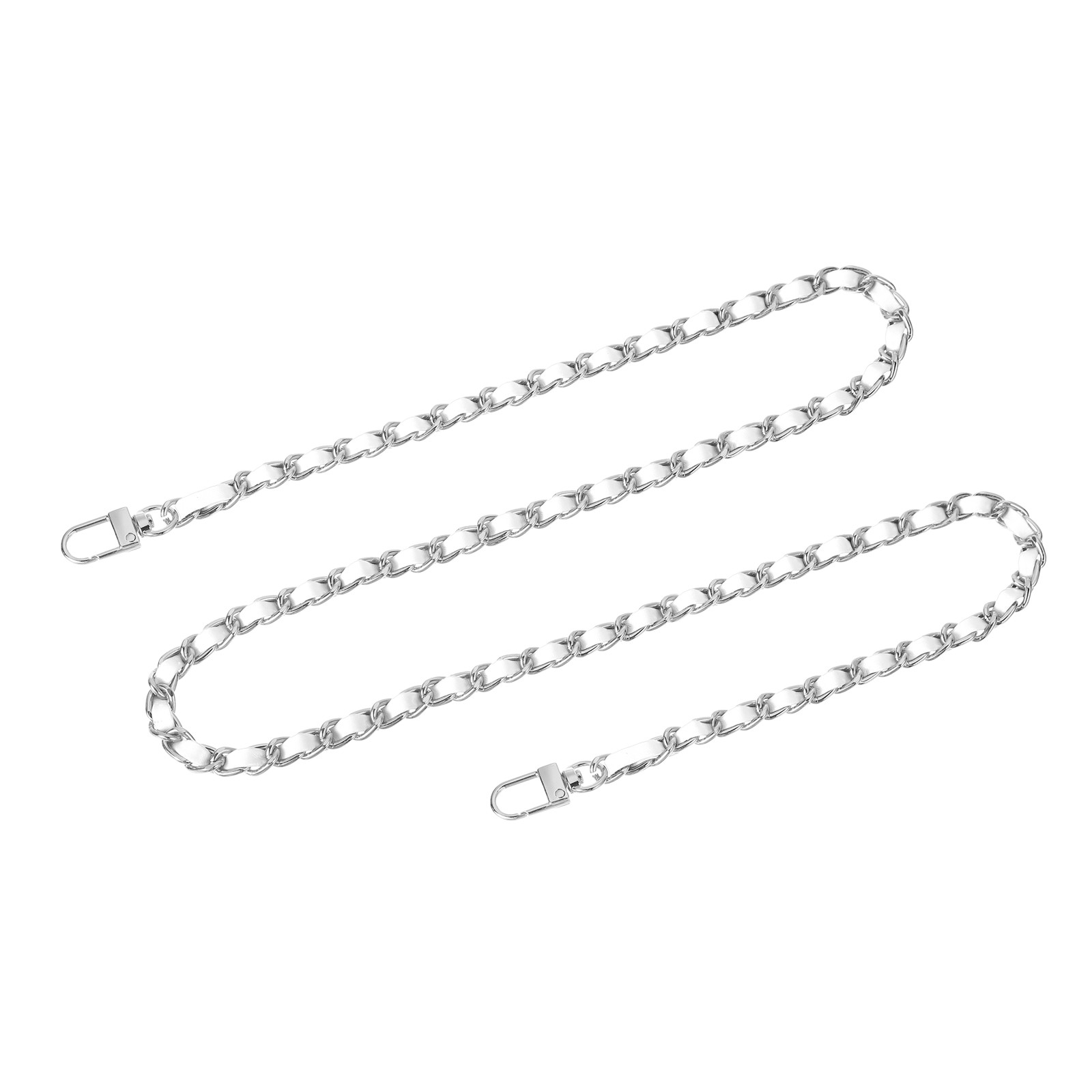 39" Purse Chain Strap with Buckles for Shoulder and Cross Body (White + Silver)