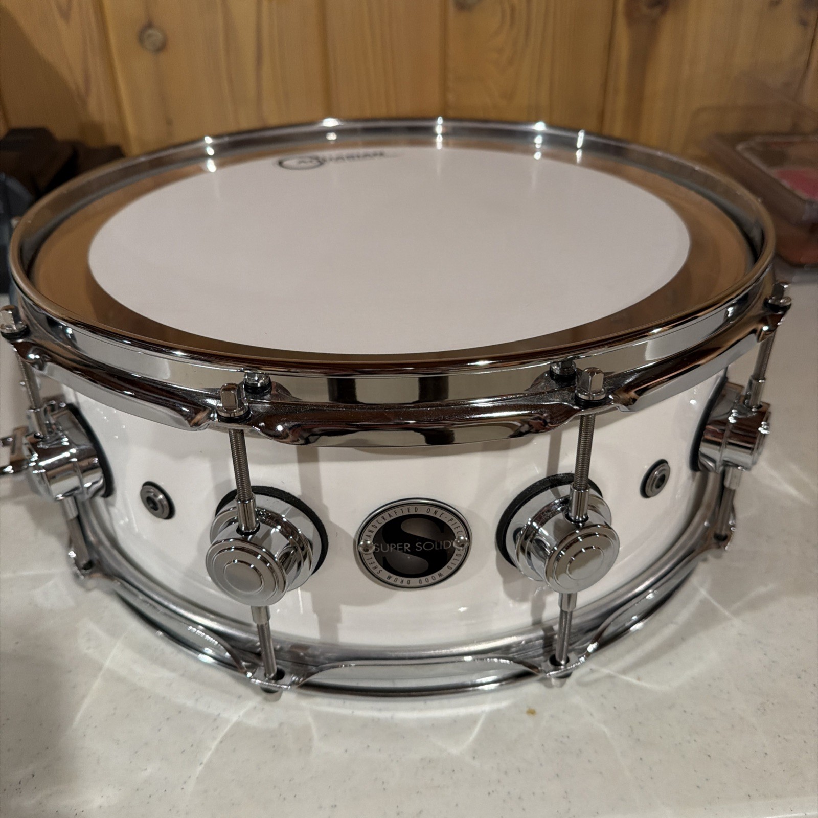DW 5 x 14  Collector's Maple Solid White Super Solid Snare Drum - SO 574198