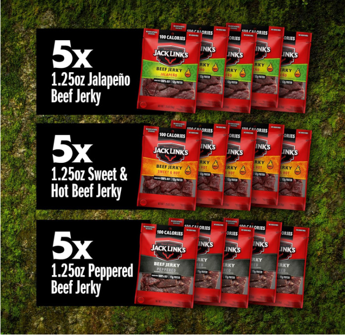 Jack Link’s Bold Beef Jerky Variety Pack, 15 Count