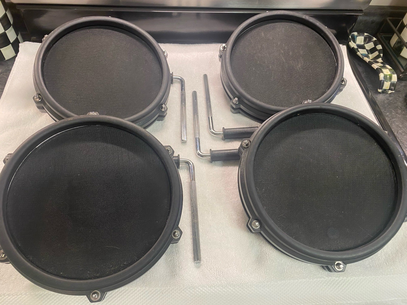 Alesis Nitro 8” Mesh Drum Pads Set 3 Toms & 1 Snare with L-Bars Working-Tested