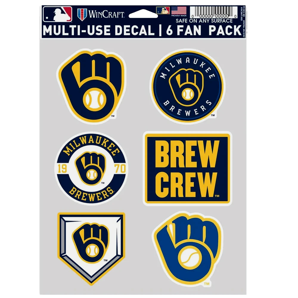 Milwaukee Brewers Multi-Use 6 Fan Pack MLB Decal Stickers