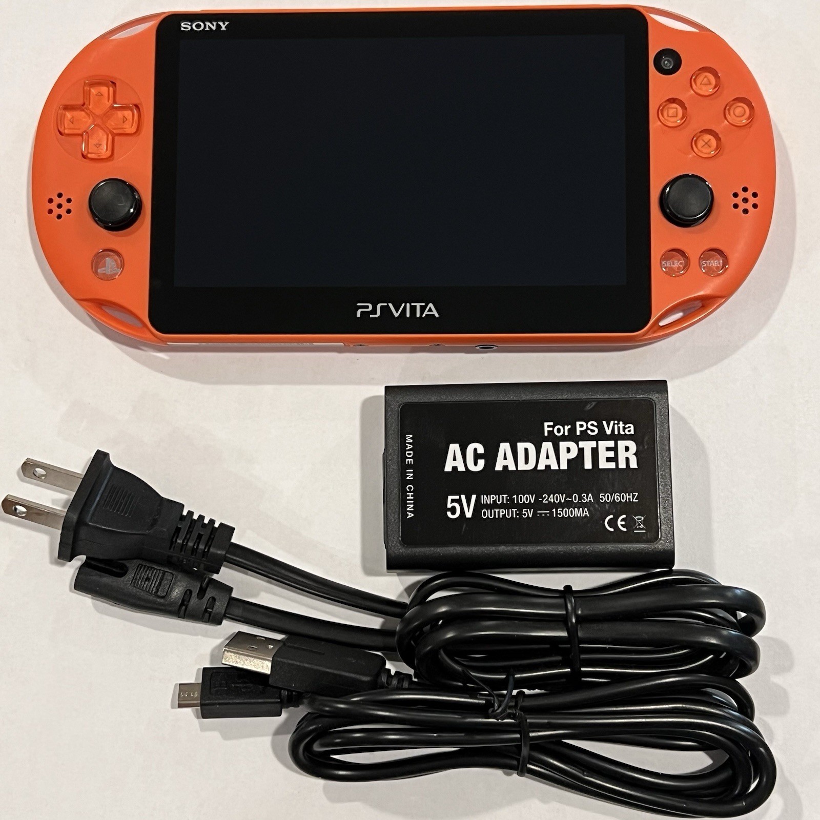 Neon Orange Sony PS Vita 2000 System w/ Charger - Tested Works - Region Free