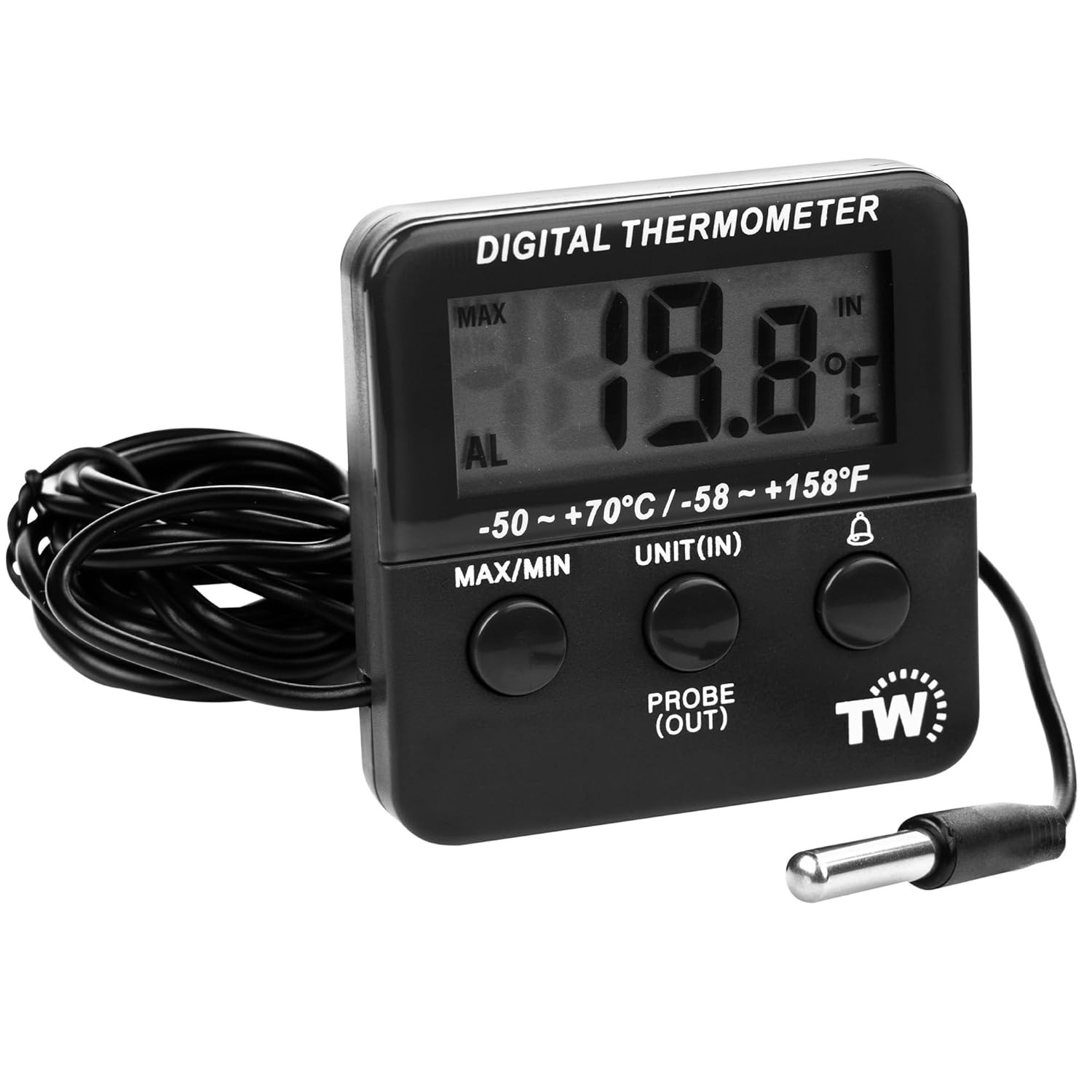 Digital Fridge Thermometer with Alarm Clock and Maximum/Min Temperature Function