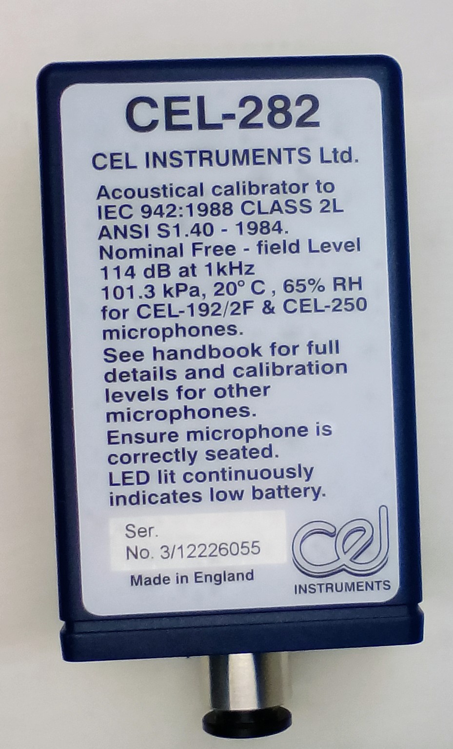 CEL-254/2 Acoustical Calibrator Class 1L CEL-282 Acoustical Calibrator 2L