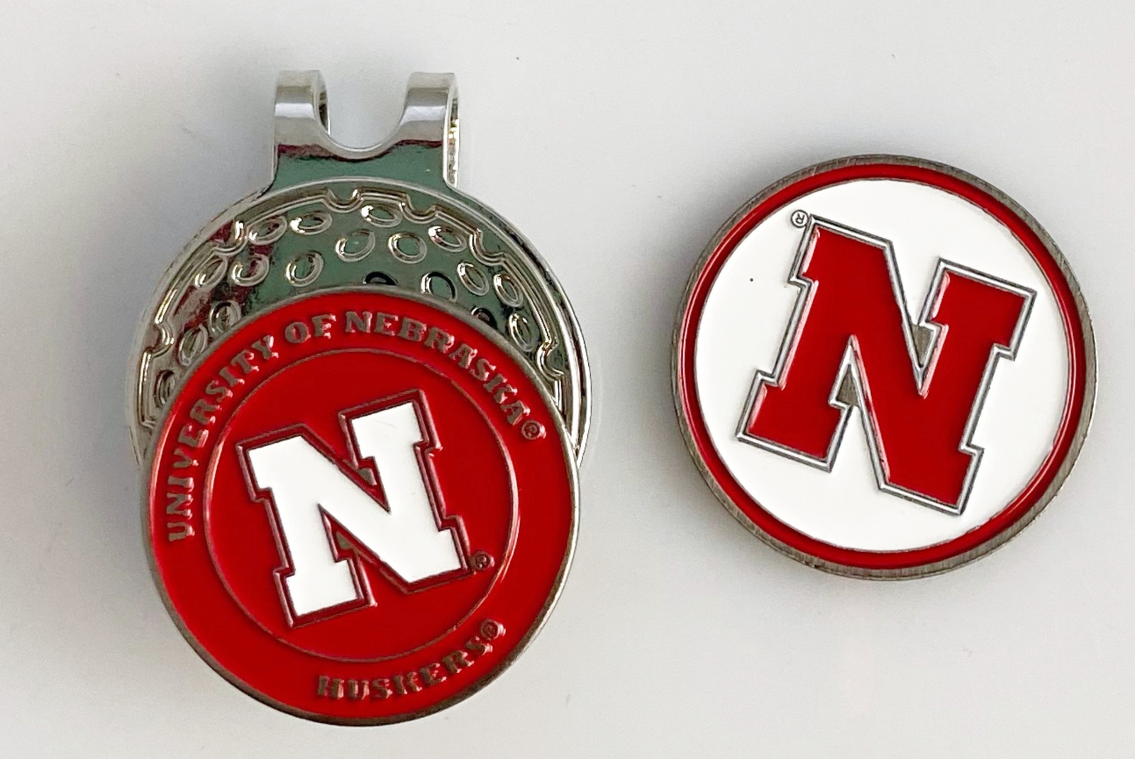 GOLF Silver HATCLIP & ballmarker Nebraska Cornhuskers NEW