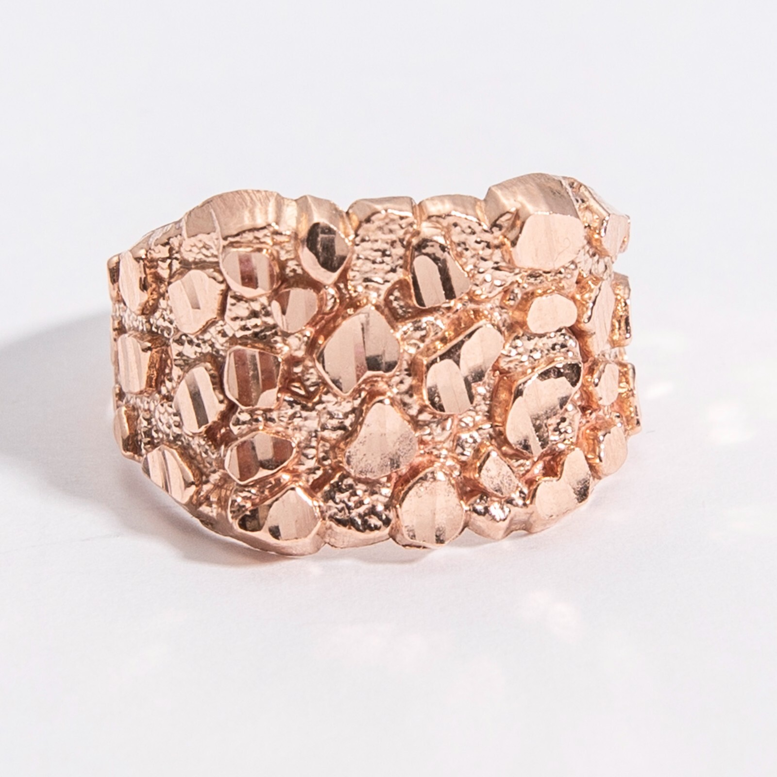 SOLID 14K Gold Large Square Nugget Ring Yellow White Rose Gold