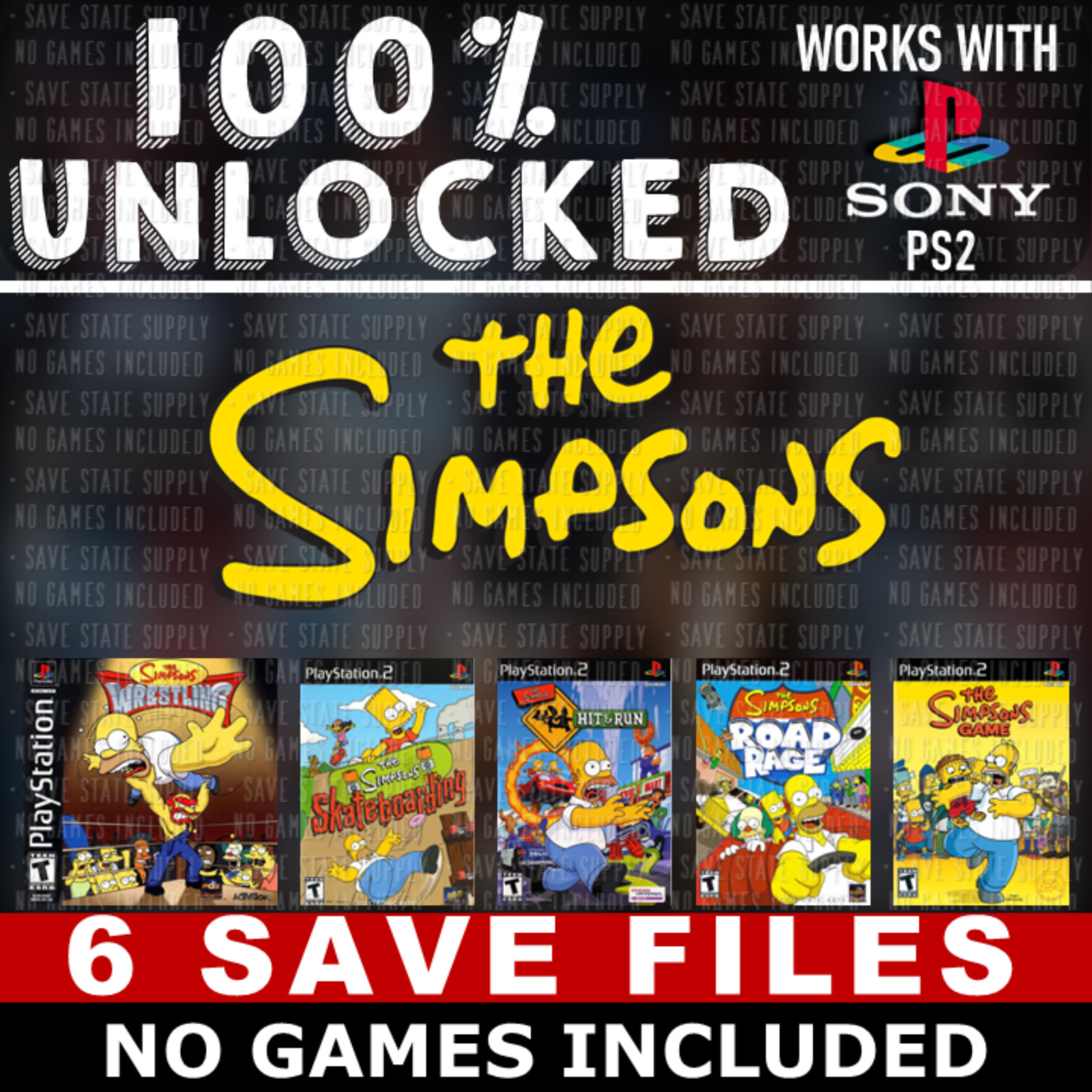The Simpsons Hit & Run PS2 Official Memory Card Unlocked Completed Saves