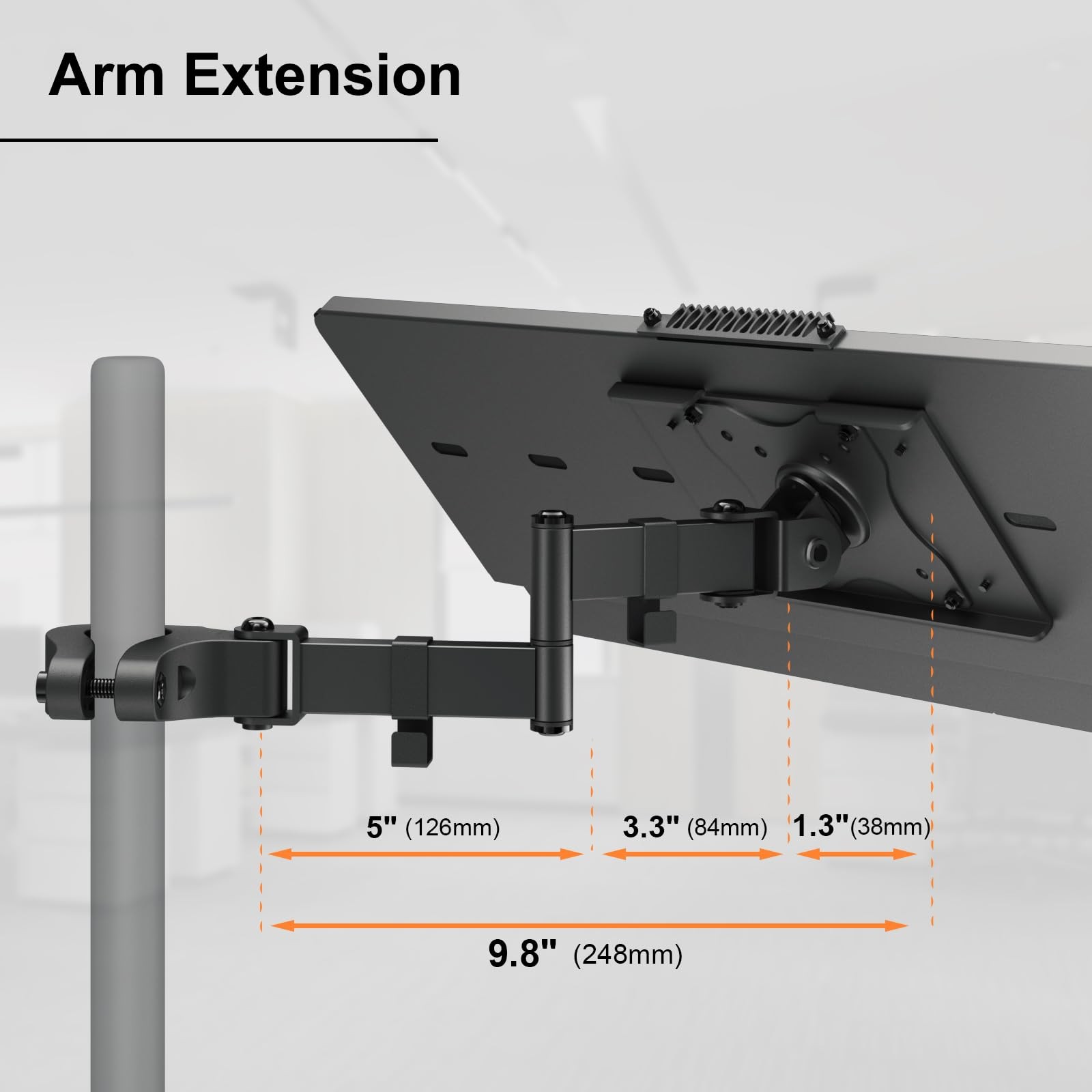 Keyboard Mouse Tray Pole Mount Adjustable Tilt Rotation Holder Bracket Black