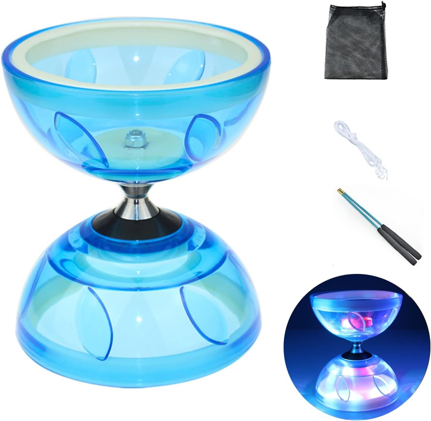 Chinese Diabolo Yoyo Set - Triple Bearing LED Diabolo Yo-yos Juggling Toys wi...
