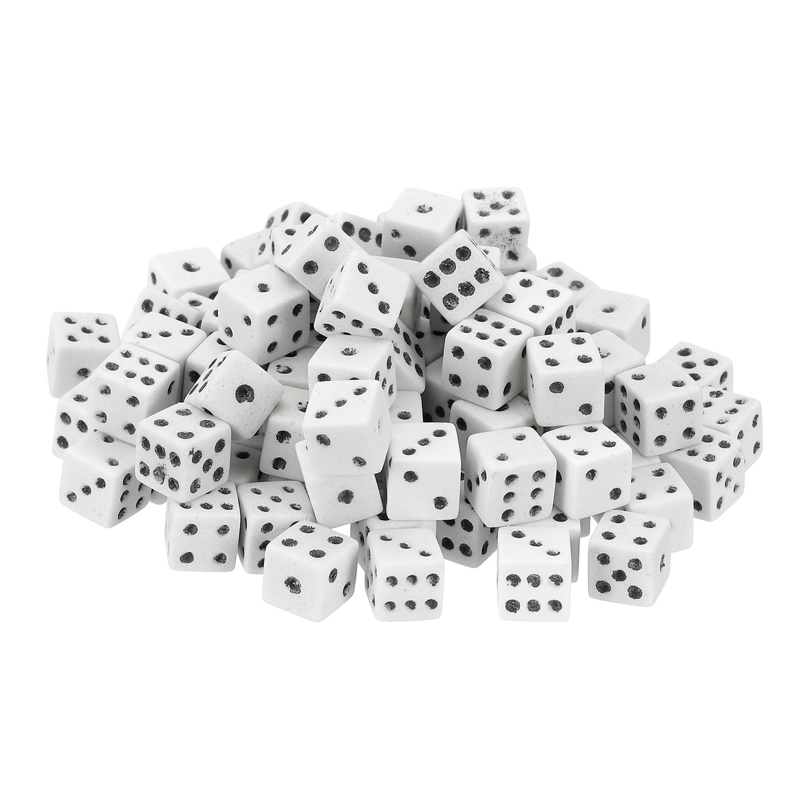 100Pcs Mini Dice, 8mm/0.31" Acrylic Game Dot Square Dice, Light Beige/Black
