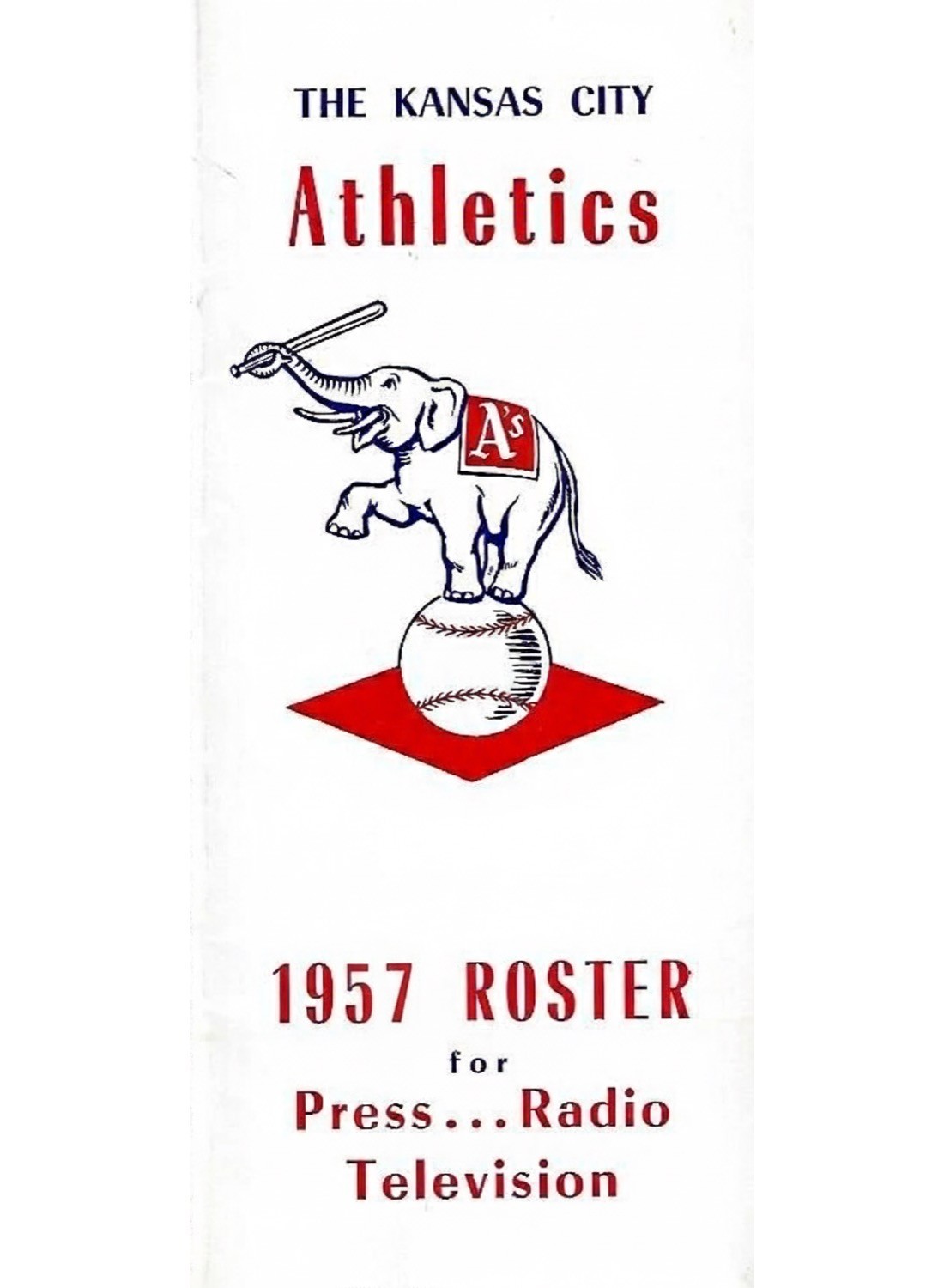1957 Kansas City Athletics A's Media Guide Roster - 24-page Baseball Reprint