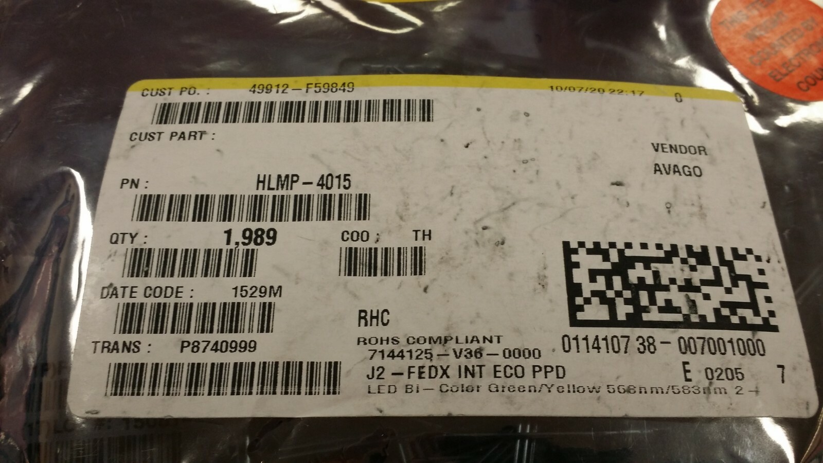(20pcs) HLMP-4015 LED Bi-Color Green/Yellow 568nm/583nm 2-Pin T-1 3/4