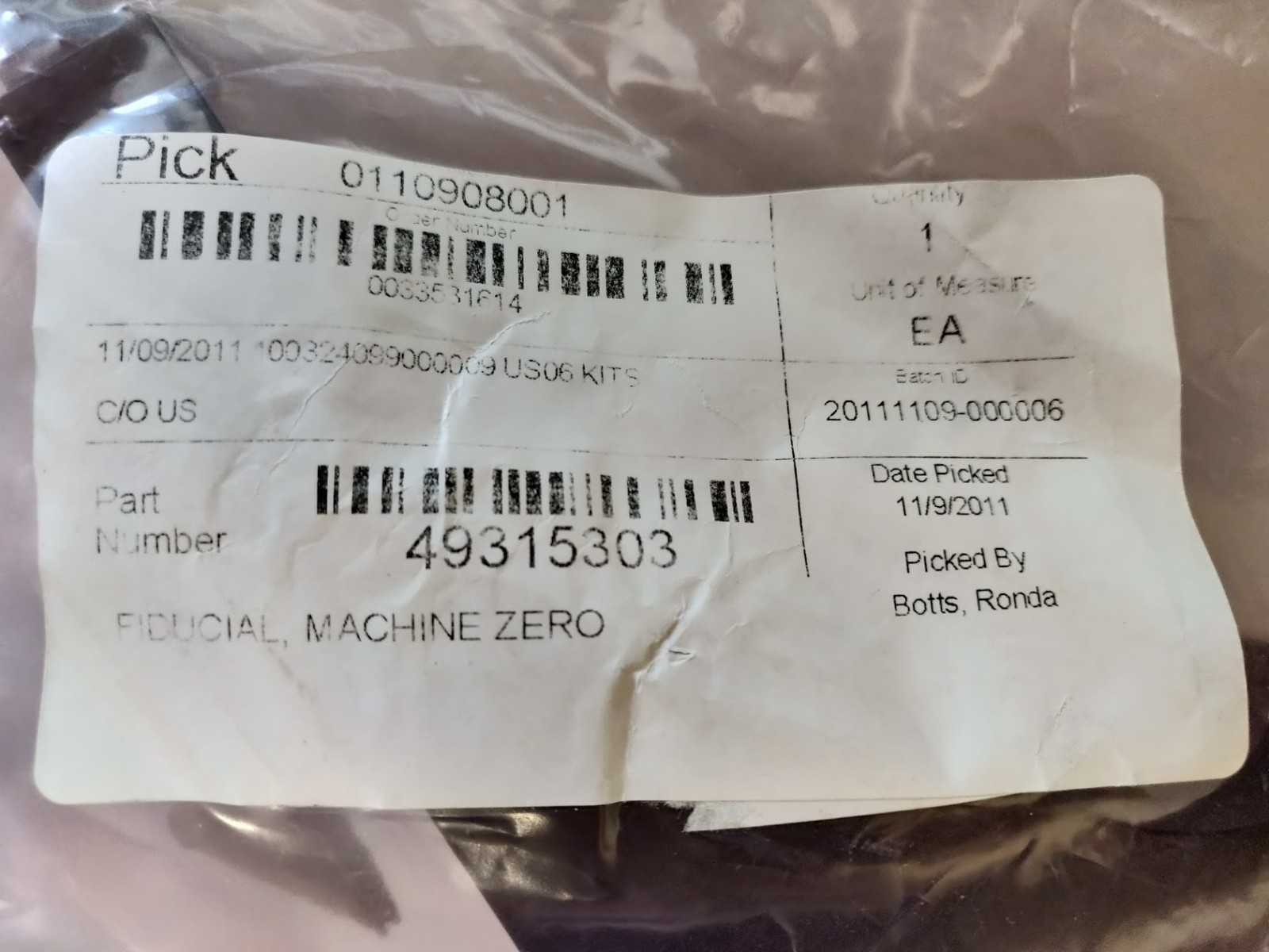Universal Instruments 49315303 Fiducial, Machine Zero