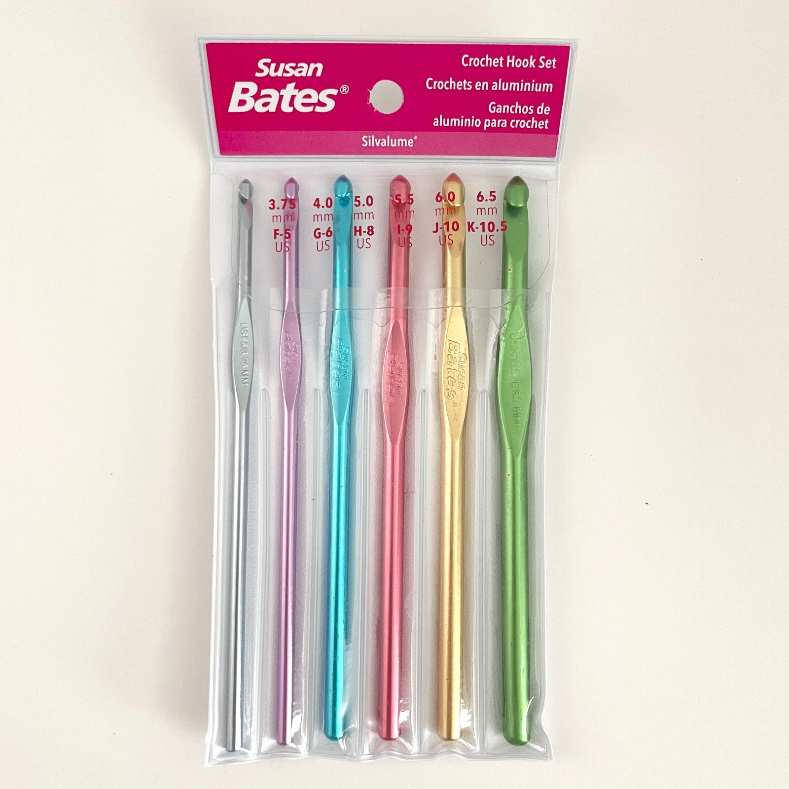 Susan Bates Silvalume Crochet Hook Set of 6 12196