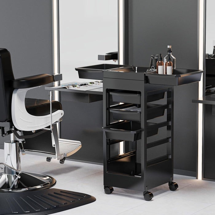 Salon Trolley Cart with Wheels, 5 Drawers Space Saving Salon Cart Beauty Barber