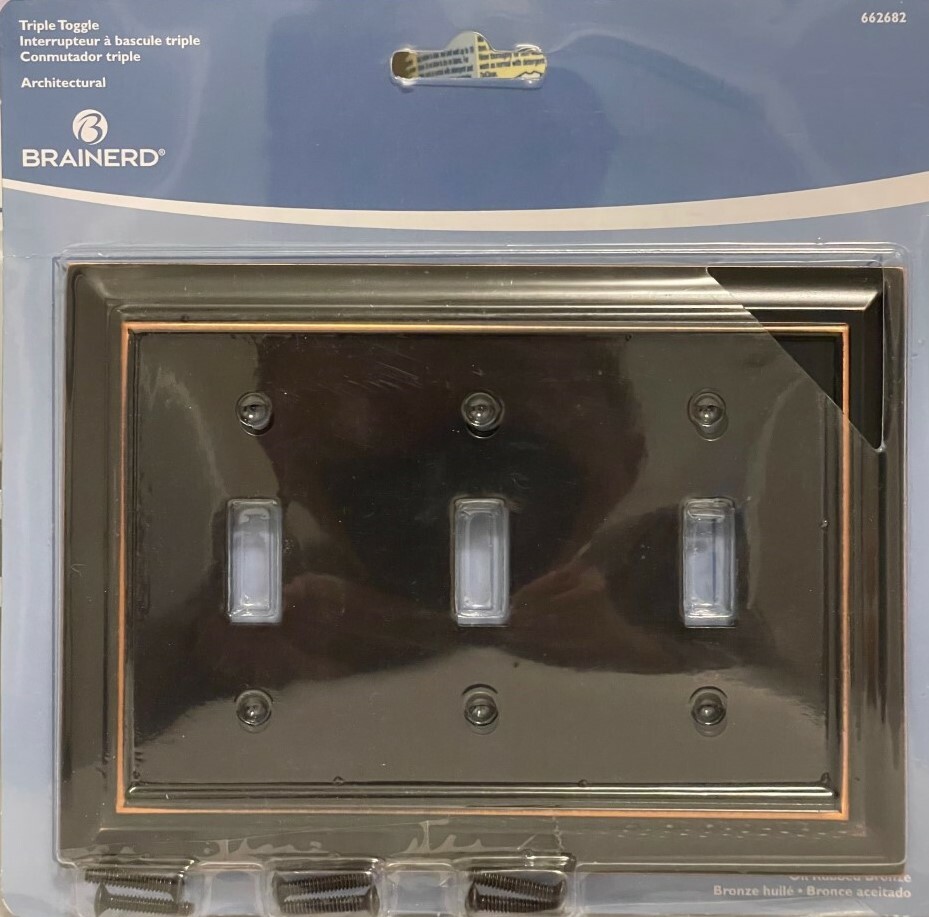 Brainerd Architectural 3-Gang Toggle Switch Wall Plate - Oil Rubbed Bronze