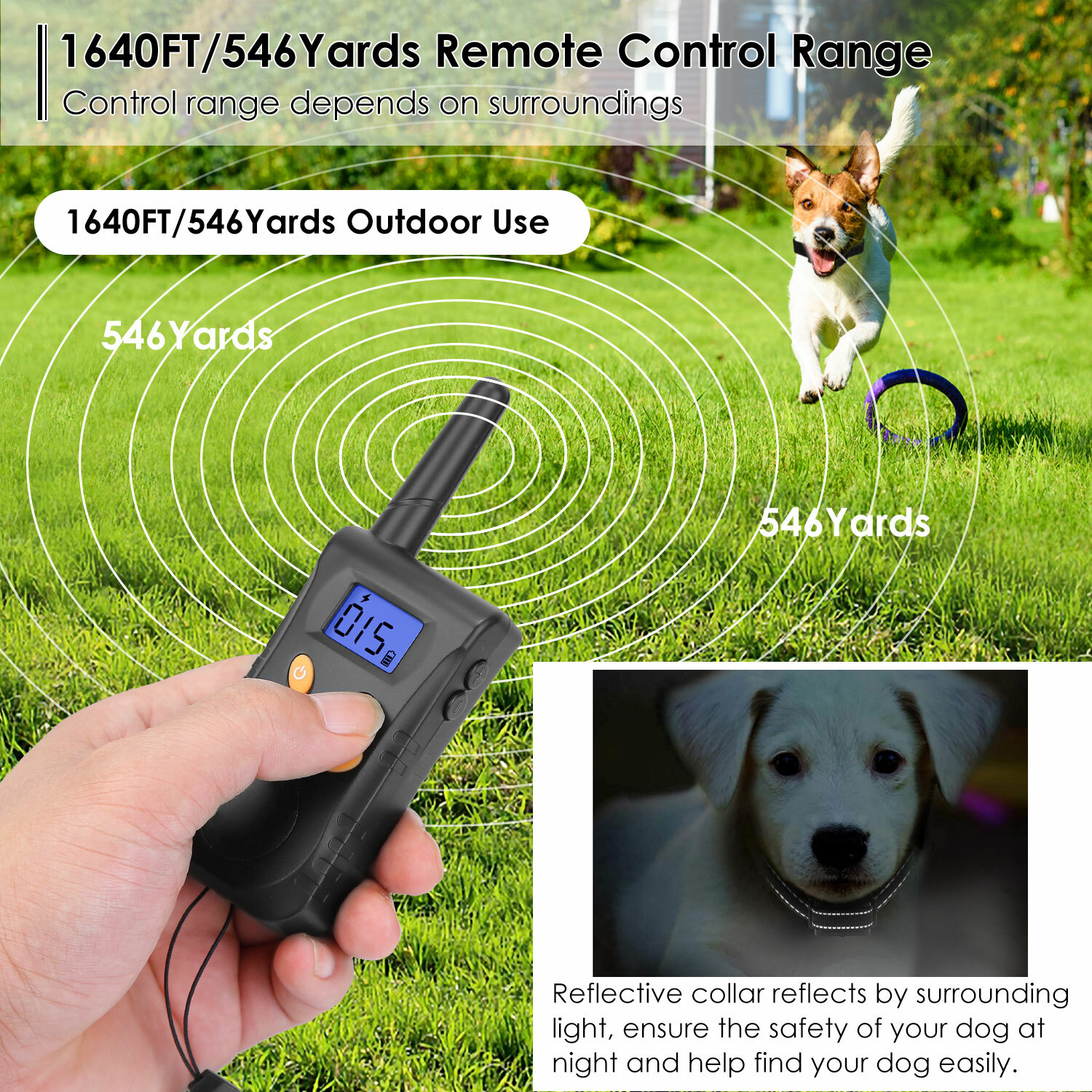 1640FT Dog Training Collar Rechargeable Remote Shock PET Waterproof Trainer