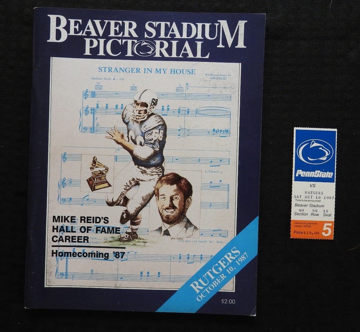 1987 PENN STATE LIONS vs RUTGERS FOOTBALL PROGRAM BLAIR THOMAS KNIZNER + TICKETS