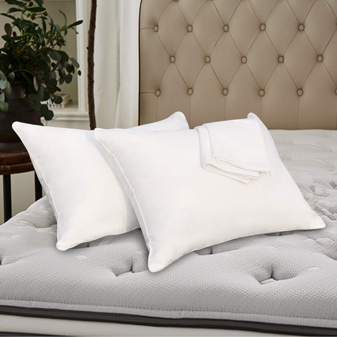 Precoco White Pillow Cases Standard Size-100% Cotton 2 Pack,