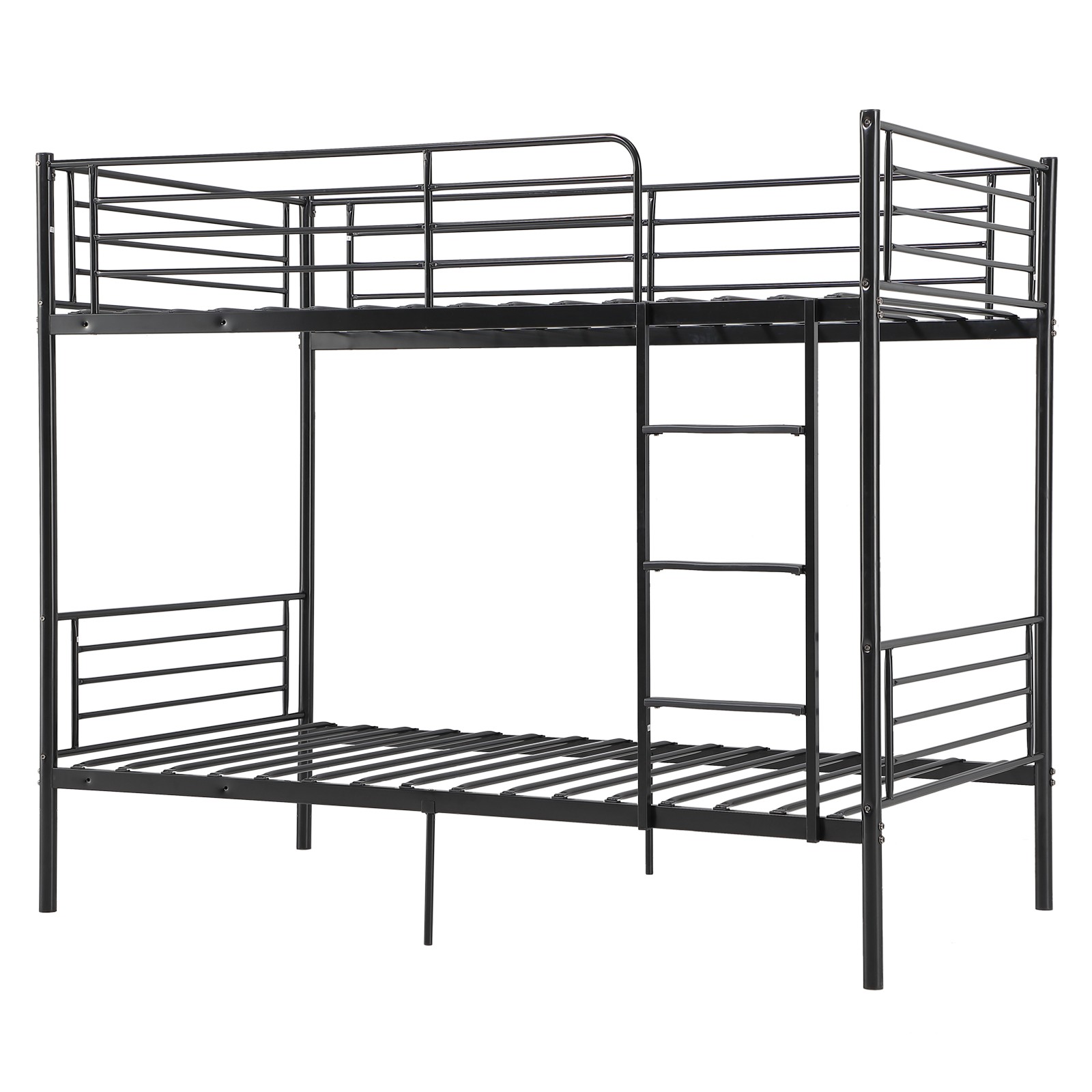 Metal Bunk Bed Twin Over Twin with Flat Ladder & Safety Rails Sturdy Steel Frame
