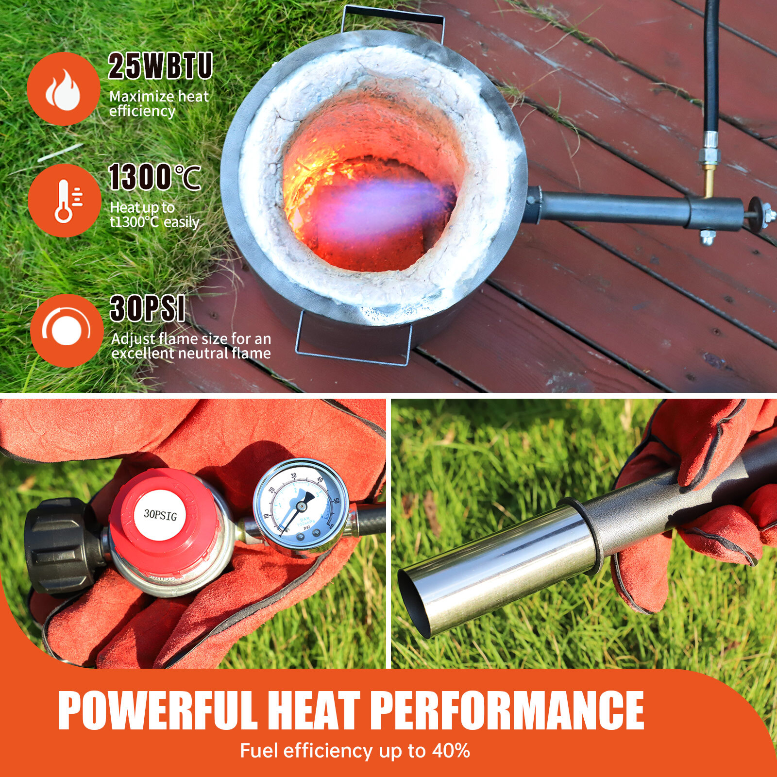 6KG Gas Propane Melting Furnace Refining Forge Copper Gold Silver Aluminum Brass