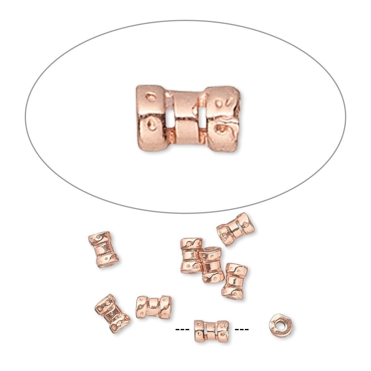 10 Copper Plated Brass 4x2.5mm Tube Crimp Beads with 1mm ID JBB Findings