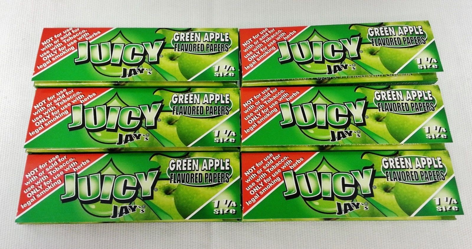 6 Packs JUICY JAY'S  1 1/4 Green Apple Free Shipping