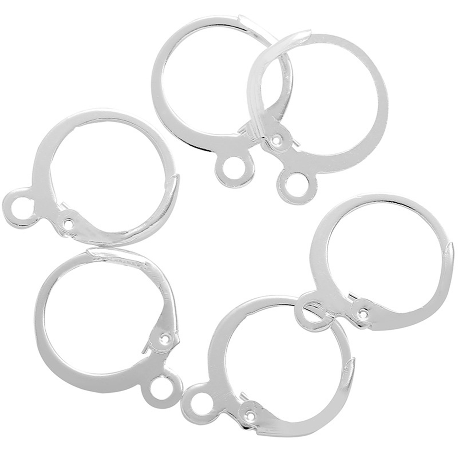 100 pcs Bright Silver French Lever Back Earwire Ear Wire Earring Hook with Hoop