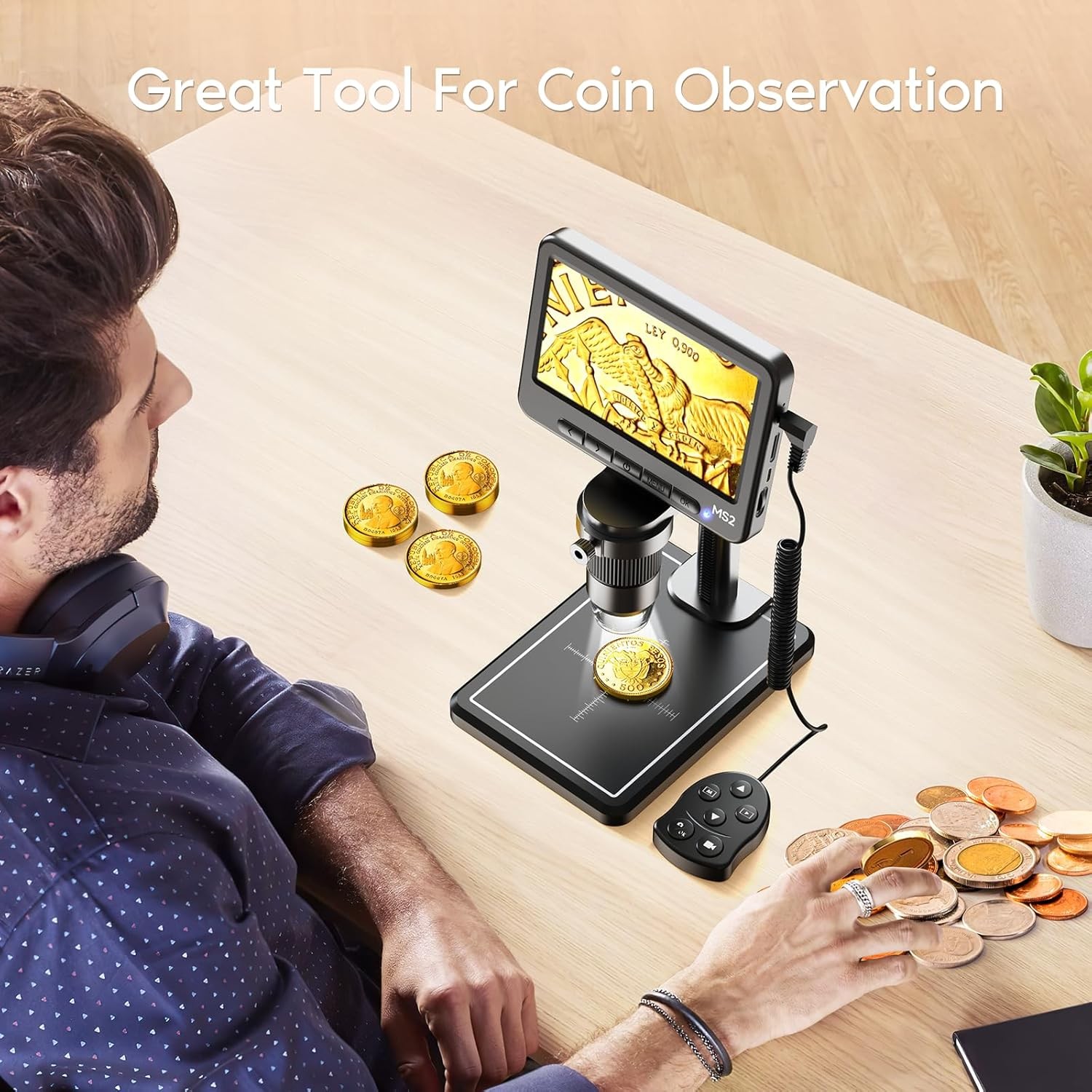 1080P LCD Digital Microscope with 32GB SD Card, Coin 5-inch...