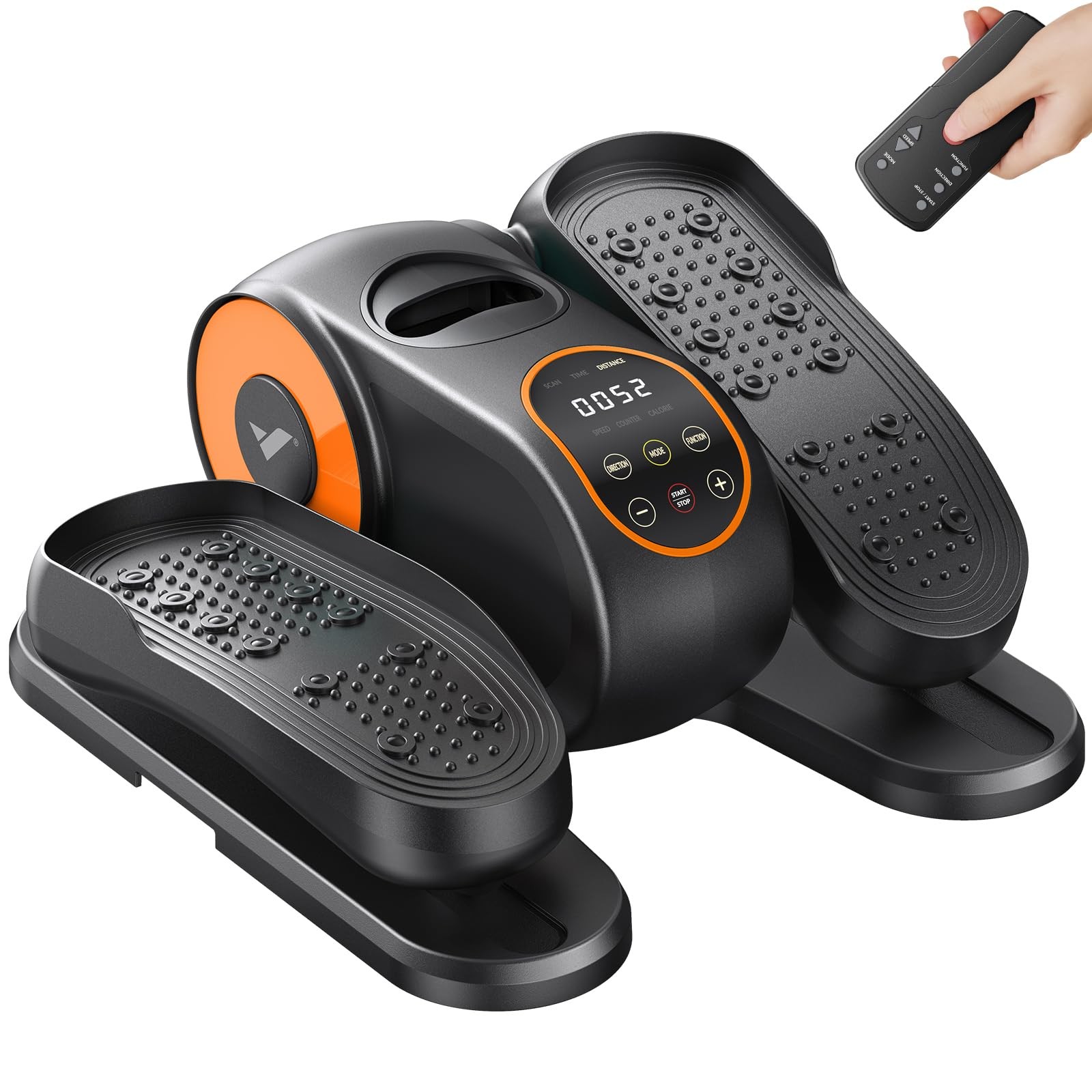 MERACH Under Desk Elliptical Machine 12 Speed Remote Control Portable Orange
