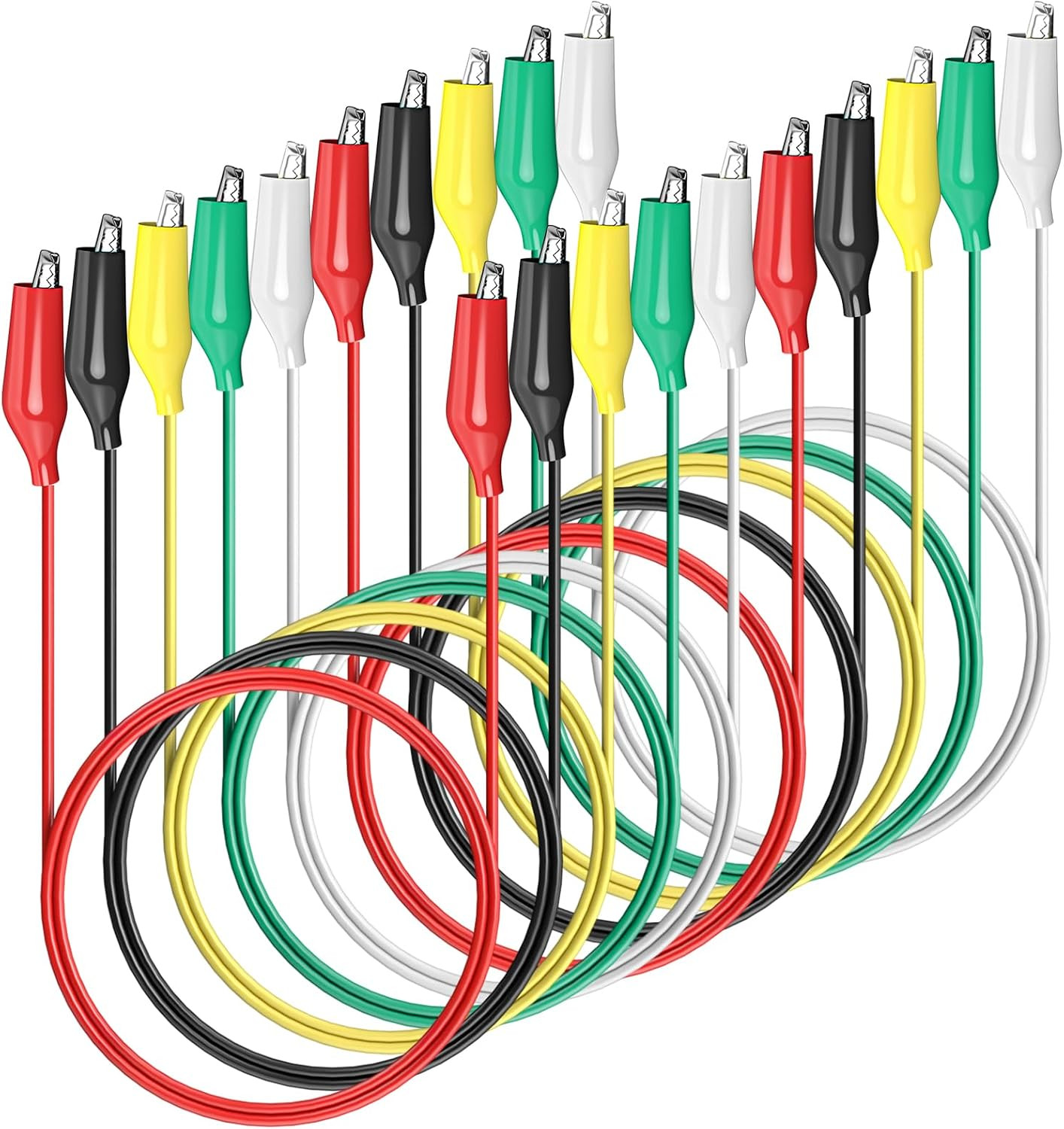 10PCS Alligator Clips Electrical Test Leads, 5 Colors | Dual Ended Crocodile Cli