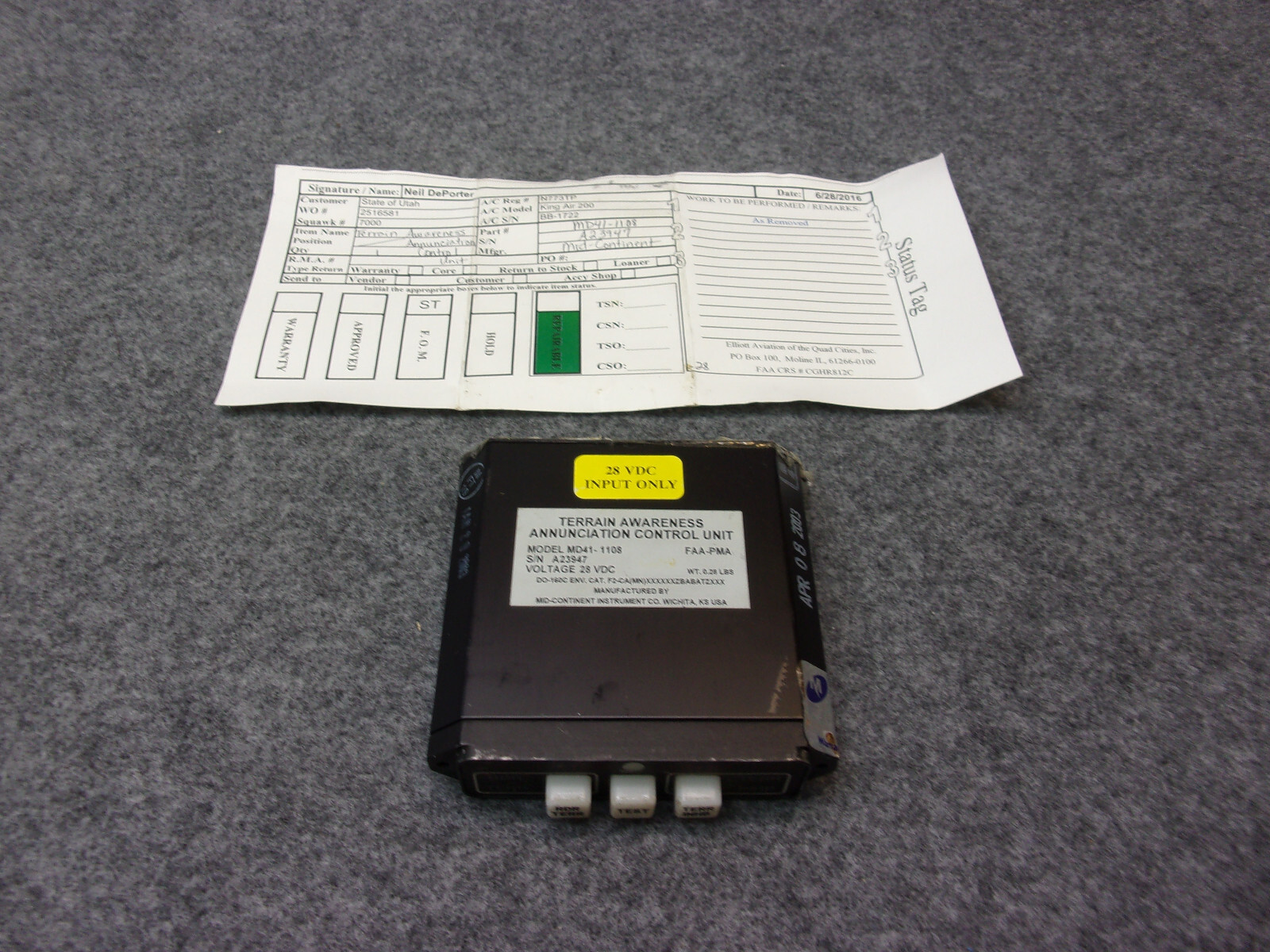 Mid-Continent Terrain Awareness Annunciation Control Unit P/N MD41-1108