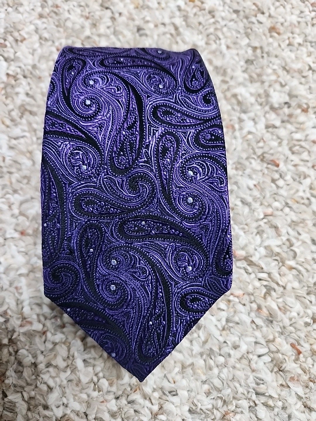 CHAPS Tie Purple Men’s Paisley 100% Silk Necktie Classic