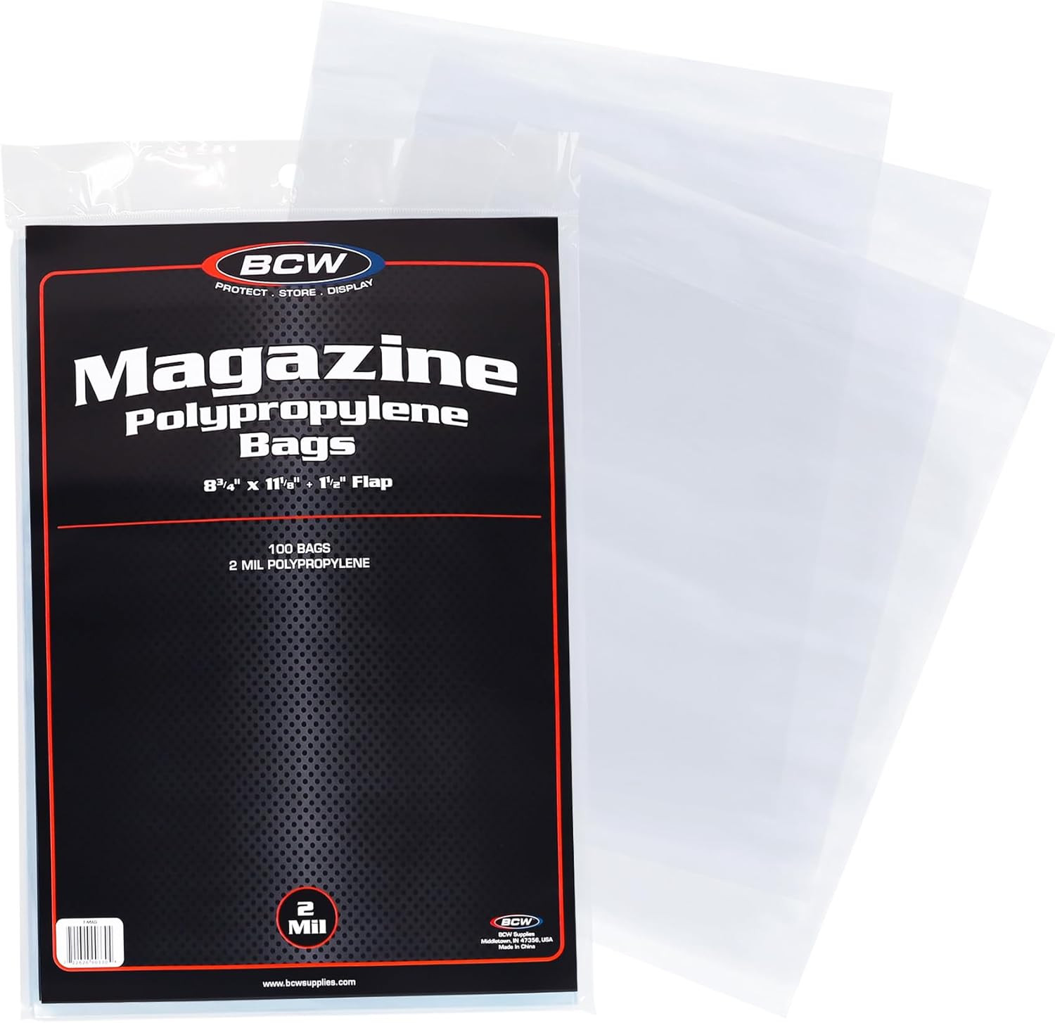 BCW Magazine Bags - 1 Pack of 100 | Acid-Free, Crystal Clear Polypropylene Sleev