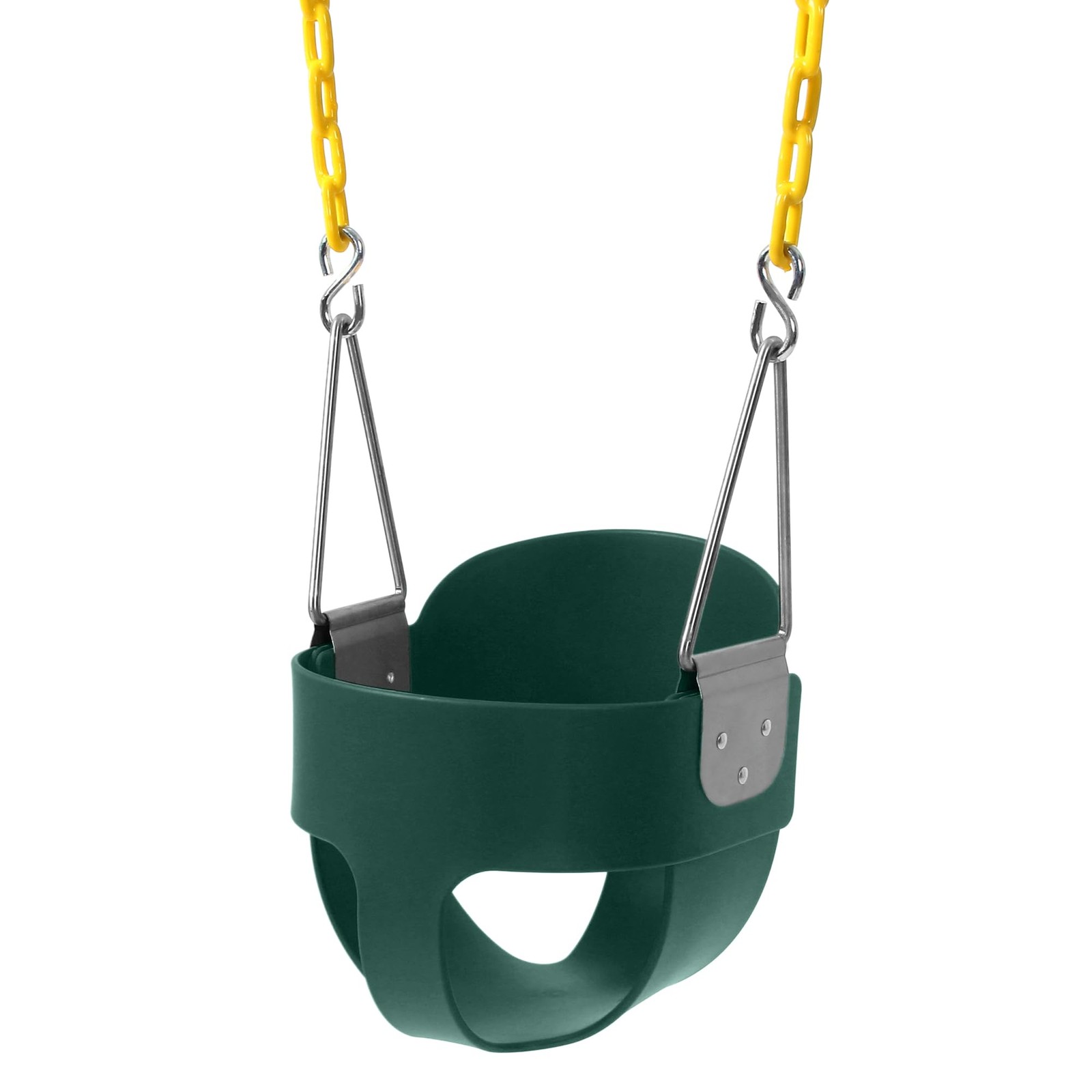 High Back Full Bucket Toddler Swing Seat with Yellow Coated Chains Fully Asse...