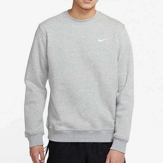 NWT Nike Solo Swoosh Fleece Crew Sweatshirt Grey Heather White DX1361-063 Large