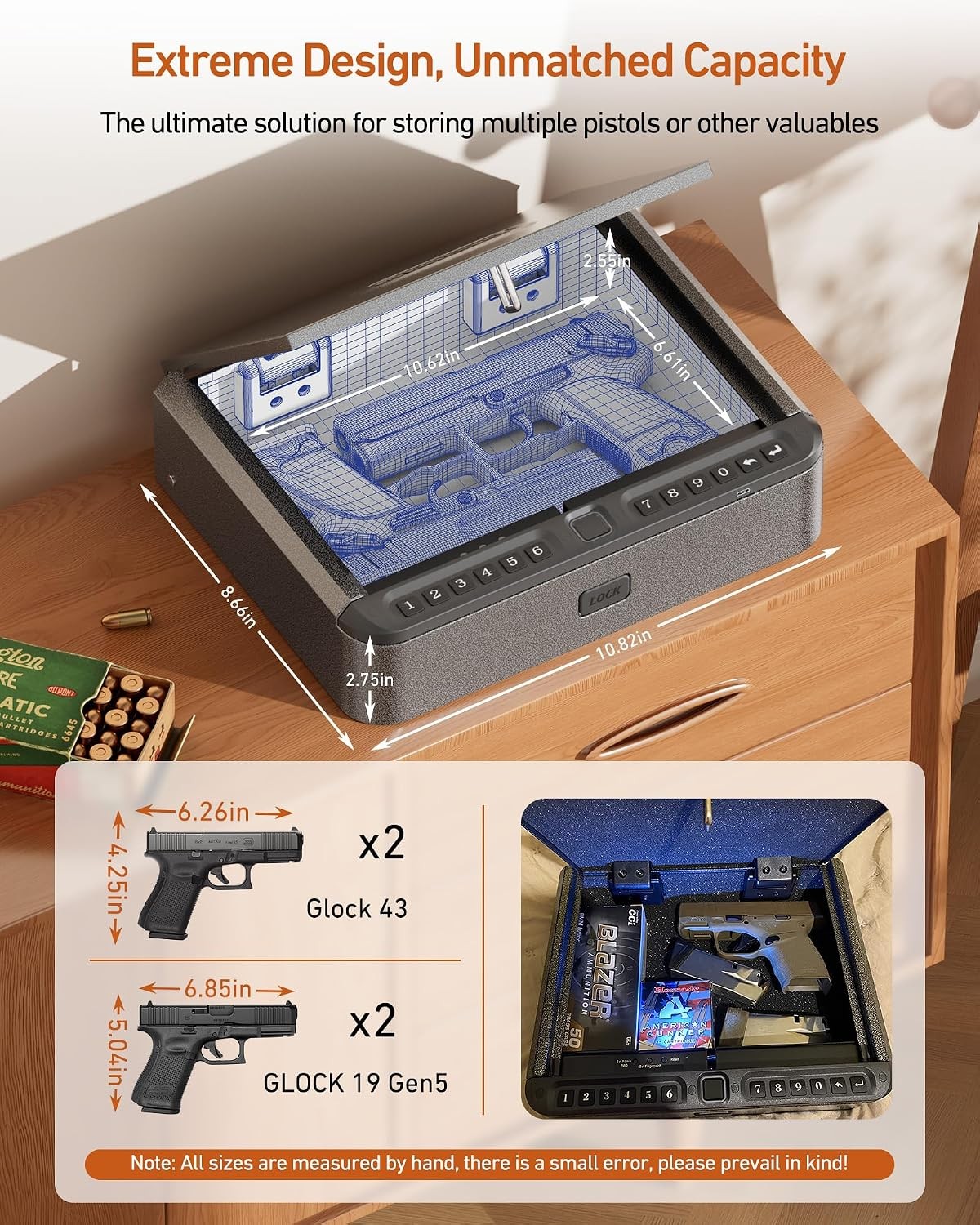 BILLCONCH Biometric Gun Safe Fingerprint/Keypad/Key/APP Access